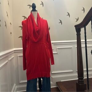 Victoria Secret Sweater Dress Size Med Red Sexy Christmas Date Night Cowl Neck